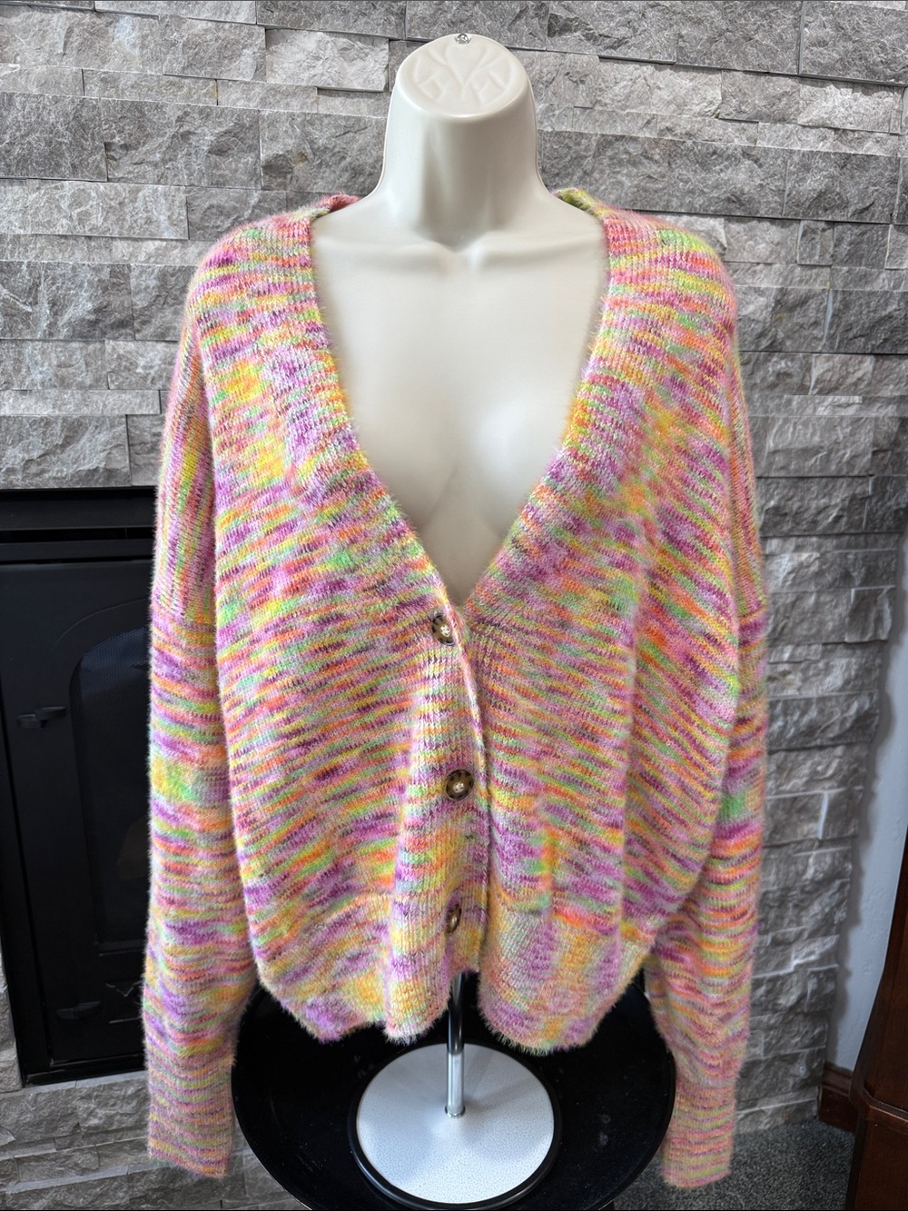Urban Outfitters Purple and Yellow Cardigan